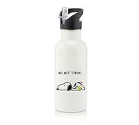 Giftme No Not Today Dog Birthday, Christmas, Secret Santa Stocking Filler Stainless Steel 600ml Water Bottle with Straw. (White)