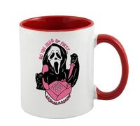 Giftme No You Hang Up First, Horror, Ghostface, Ghost Mask, Halloween, Inside Coloured Mug, Ceramic Coffee, Tea Mug. (Red)