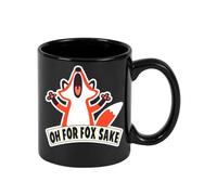 Giftme Oh for Fox Sake Mug, Cartoon Mug, 11oz Full Coloured Frosted Ceramic Mug. (Black)
