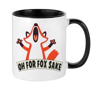 Giftme Oh for Fox Sake Mug, Cartoon Mug, 11oz Inside Coloured Ceramic Mug. (Black)