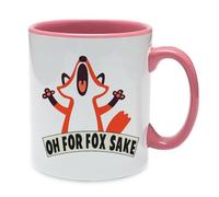 Giftme Oh for Fox Sake Mug, Cartoon Mug, 11oz Inside Coloured Ceramic Mug. (Pink)