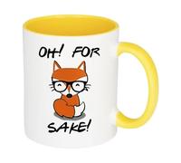 Giftme Oh for Fox Sake Mug, Cartoon Mug, 11oz Inside Coloured Ceramic Mug. (Yellow)