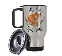 Giftme Oh for Fox Sake Mug, Cartoon Mug, Travel Silver White Tea Coffee Mug. (Silver)