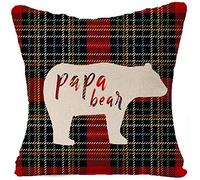 Giftme Papa Mama Bear Lattice Classic Geometric Simple themed Linen Cushion Cover-Throw Pillow Cover.