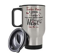 Giftme Personalised A Special Teacher Takes a Hand Opens a Mind Touches a Heart Teacher Appreciation, End of School Year Travel Tea/Coffee Mug. (Silver)