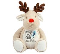 Giftme Personalised ANY NAME I love You To The Moon And Back Teddy Bear Soft toys Birthday Present. (Reindeer)