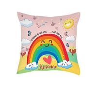 Giftme Personalised Butterfly with Rainbow cloud art Sending you a Hug Just for you Long Distance,Lockdown, Quarantine Satin Cushion, Throw Pillow Cushion. (Satin Cushion Cover With Insert)