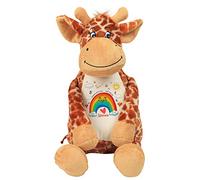 Giftme Personalised Butterfly with Rainbow cloud art Sending you a Hug Just for you Long Distance,Lockdown, Quarantine Teddy Bear Soft toys. (Giraffe)