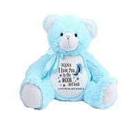 Giftme Personalised Nana I love You To The Moon And Back Teddy Bear Soft toys Birthday/Mothers Day Present. (Teddy Blue)