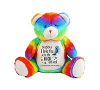Giftme Personalised Nanna I love You To The Moon And Back Teddy Bear Soft toys Mothers day Birthday Present. (Rainbow Bear)
