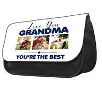 Giftme Personalised Photo, Love You Grandma You’RE The Best, Pencil Case, Make up Bag, Back to School, Zipper Pouch, Cosmetic Brush Pouch. (Black)