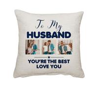 Giftme Personalised Photo, Love You Husband You're The Best, Sofa decor, Home Décor, Linen Throw Pillow/Cushion. (Linen Cushion Cover With Insert)