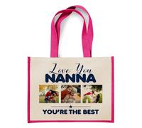 Giftme Personalised Photo, LOVE YOU NANNA YOU’RE THE BEST, Jute Bag, Shopping Bag