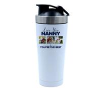 Giftme Personalised Photo, LOVE YOU NANNY YOU’RE THE BEST, 500ml Aluminium Shaker Bottle for Supplement Shakes (White)