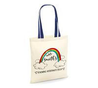 Giftme Personalised Teaching Assistant's stuff, End of Term Gift, Thankyou Gift, Teacher Appreciation Gift, Shopping Bag, Tote Bag. (French Navy Handle)