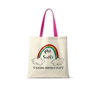 Giftme Personalised Teaching Assistant's stuff, End of Term Gift, Thankyou Gift, Teacher Appreciation Gift, Shopping Bag, Tote Bag. (Fuchsia Handle)