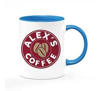 Giftme Personalised with Any Name Costa Unique Inside Coloured Ceramic Mug Coffee Tea Mug. (Blue Inside Coloured and Handle)