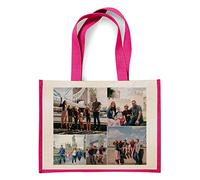 Giftme Personalised with your own Image, Collage Bag themed canvas shopping Jute Bag,Gift For Christmas, Birthday. (Pink, 5 Photo)