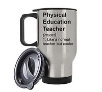Giftme Physical Education Teacher PE Teacher Definition Birthday, End of Term, Thanks-Giving, Teacher Appreciation Travel Silver/White Tea/Coffee Mug. (Silver)