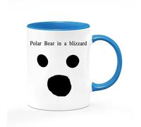 Giftme Polar Bear in A Blizzard, Inside Coloured Mug, Ceramic Coffee, Tea Mug. (Blue)
