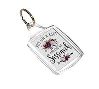 Giftme Put On A Kilt and Call Me Sassenach Outlander gifts,Highlander Gifts Birthday Key Ring Keychain MDF Key ring Keepsake, Family, Sentimental present. (A5 Keyring)