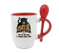 Giftme Sex Panther Mug, 60% of The Time It Works Every Time, Spoon Mug, Coffee, Tea Mug. (Red)