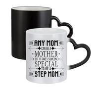 Giftme Step Mum Mug - “Any Mom Can Be a Mother But It Takes Someone Special to Be a Step Mom” - Heartfelt Step Mum Gift - Ceramic Heart Handle Mug,Colour Changing Magic Mug.