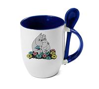 Giftme Sweet Hippo Love Birthday, Valentines Day, Christmas, Coffee Tea Mug Unique Spoon Ceramic Mug. (Blue Spoon)