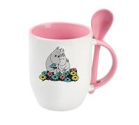 Giftme Sweet Hippo Love Birthday, Valentines Day, Christmas, Coffee Tea Mug Unique Spoon Ceramic Mug. (Pink Spoon)