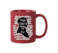 Giftme Talk Darcy to Me Jane Austen, Literary Quotes, Book Lover Coffee Tea Mug 11oz Full Coloured Frosted Ceramic Mug. (Red)