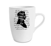 Giftme Talk Darcy to Me Jane Austen, Literary Quotes, Book Lover Novelty Mug, Unique Ceramic 13 oz Marrow Cup/Mug.