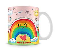 Giftme Teachers Theme Personalised Rainbow It Takes a Big Heart to Help Shape Little Minds Birthday, End of Term, Thanks-Giving Coffee Tea Mug Unique 11oz White Ceramic Mug.