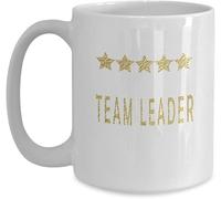 Giftme Team Leader - Five Stars Birthday, Christmas Coffee Tea Mug Unique 11oz White Ceramic Mug.