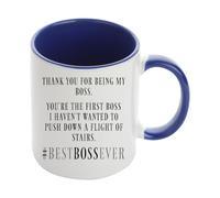 Giftme Thank You for Being My Boss, Best Boss Ever Gift, Inside Coloured Mug, Ceramic Coffee, Tea Mug. (Navy Blue)