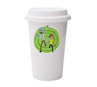 Giftme Theme Cartoon Character, Birthday, Christmas, Secret Santa 10oz Dual Wall Eco Insulated White Ceramic Travel Mug with White Lid.