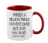 Giftme There's a Million Things i haven't Done But Just You Wait Hamilton Musical Birthday Secret Santa Coffee Tea Mug Unique Inside Coloured Ceramic Mug. (Red Inside Coloured and Handle)
