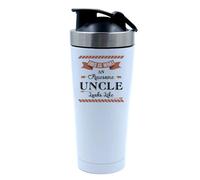 Giftme This Is What an Awesome Uncle Looks Like - Funny Father's Day Mug for Uncles, 500ml Aluminium Shaker Bottle for Supplement Shakes (White)