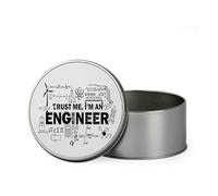 Giftme Trust Me I am an Engineer, Metal Tin Storage Box, Biscuit, Chocolate,Tin, Emergency Stuff Tin. (Round)
