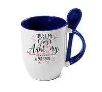 Giftme Trust Me I Watch I'm Basically A Surgeon Birthday Secret Santa Coffee Tea Mug Unique Spoon Ceramic Mug. (Blue Spoon)