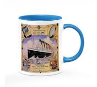 Giftme Vintage White Star Line Titanic Vinolia Otto Toilet Soap Poster, 11oz Inside Coloured Ceramic Mug. (Blue)