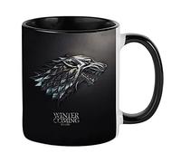 Giftme Winter is Coming Stark Wolf, Birthday, Christmas, Secret Santa Coffee Tea Mug 11oz Inside Coloured Ceramic Mug. (Black)