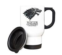 Giftme Winter is Coming Stark Wolf, Birthday, Christmas, Secret Santa Travel Silver/White Tea/Coffee Mug. (White)