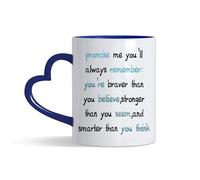 Giftme Words to Remember - A Daily Dose of Strength and Belief, 11oz Heart Handle Cup, Coffee, Tea Mug. (Navy Blue)