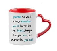 Giftme Words to Remember - A Daily Dose of Strength and Belief, 11oz Heart Handle Cup, Coffee, Tea Mug. (Red)
