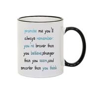Giftme Words to Remember - A Daily Dose of Strength and Belief, Coloured Rim Mug, Coffee, Tea Mug. (Black Rim)