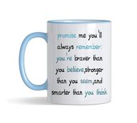 Giftme Words to Remember - A Daily Dose of Strength and Belief, Coloured Rim Mug, Coffee, Tea Mug. (Light Blue Rim)