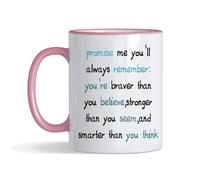 Giftme Words to Remember - A Daily Dose of Strength and Belief, Coloured Rim Mug, Coffee, Tea Mug. (Pink Rim)
