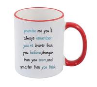 Giftme Words to Remember - A Daily Dose of Strength and Belief, Coloured Rim Mug, Coffee, Tea Mug. (Red Rim)