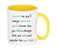 Giftme Words to Remember - A Daily Dose of Strength and Belief, Inside Coloured Mug,Ceramic Coffee, Tea Mug. (Yellow)