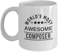 Giftme World's Most Awesome Composer Birthday, Christmas Coffee Tea Mug Unique 11oz White Ceramic Mug.